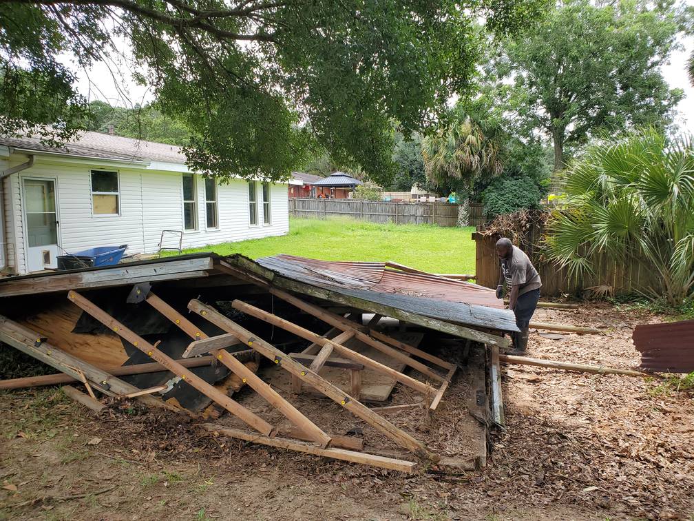 Collapsed Garage Junk Removal Service Something Old Salvage 6505 North W Street Pensacola FL 32505 850 758 9900 www.somethingoldsalvage.com