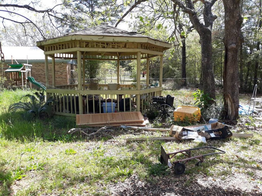 Junk Around A Gazebo Junk Removal Service Something Old Salvage 6505 North W Street Pensacola FL 32505 850 758 9900 www.somethingoldsalvage.com